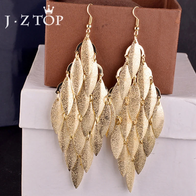 Jztop Luxury Multi Layer Frosted Leaf Tassel Dangle Earrings Woman Retro Sequin Gold/Silver Color Long Drop Earring Punk Jewelry
Jztop Luxury Multi Layer Frosted Leaf Tassel Dangle Earrings Woman Retro Sequin Gold/Silver Color Long Drop Earring Punk Jewelry