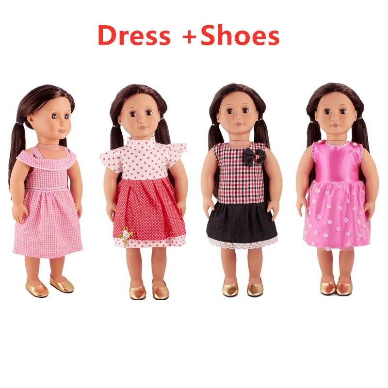 Одежда для девочек 18 дюймов куклы из США летние красные платья принцессы Золотая