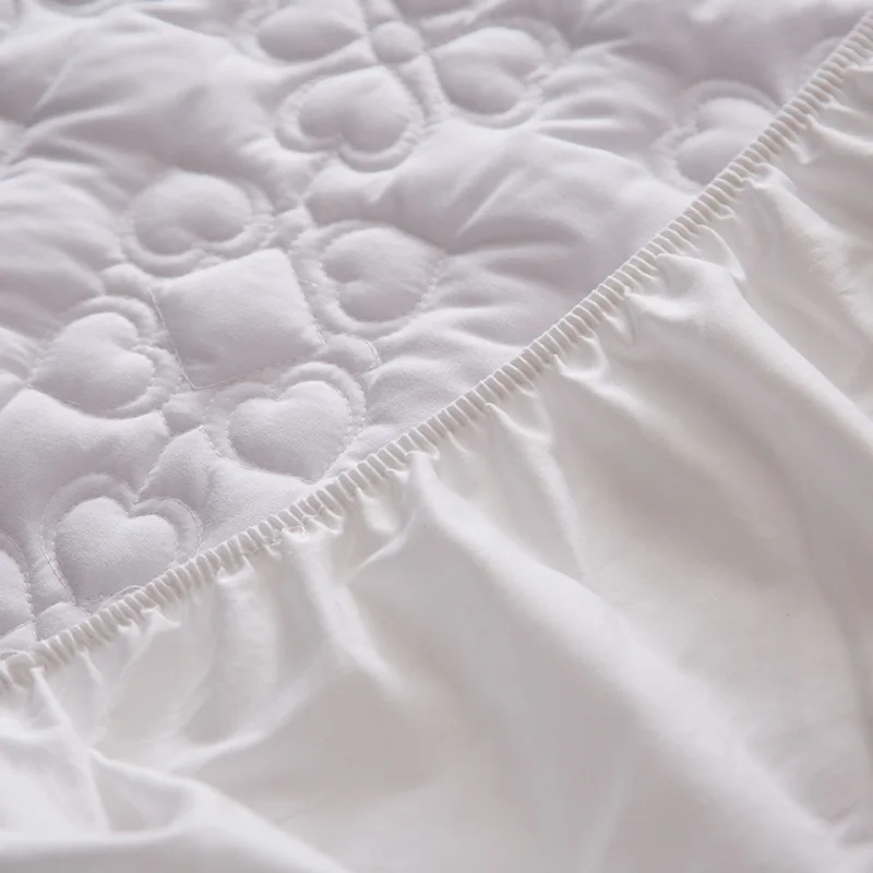 Four-Leaf-Clover-100%-Cotton-Mattress-Cover-with-Elastic-Band-Queen-King-Bed-Cover-Solid-Color-Quilted-Mattress-Protector-Cover-2