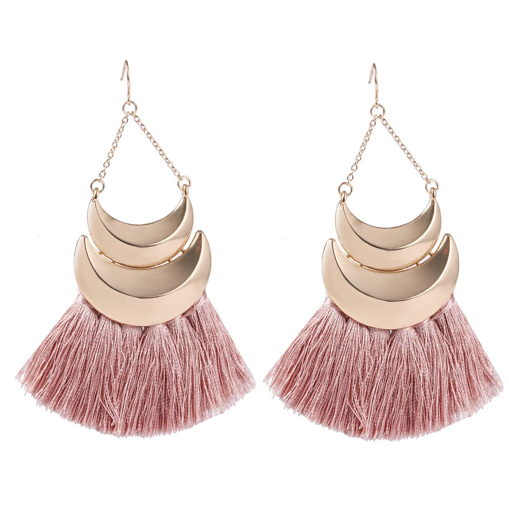 FISHPEACH New Trendy Gold Crescent Long Tassel Earrings Pink Fringe Big Sector Drop Earrings For Women Bohemian Female Jewelry
FISHPEACH New Trendy Gold Crescent Long Tassel Earrings Pink Fringe Big Sector Drop Earrings For Women Bohemian Female Jewelry