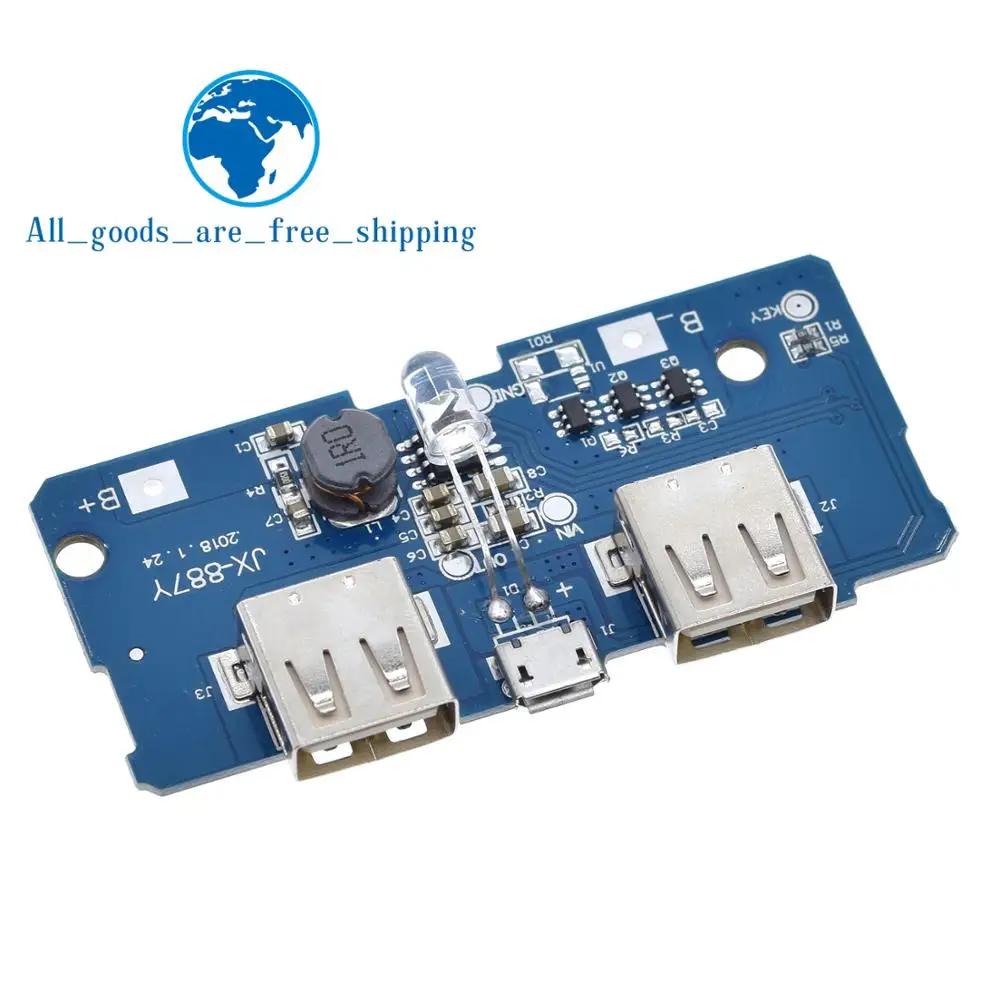 18650 Dual Micro USB 3.7V to 5V 2A Boost Mobile Power Bank DIY 18650 Lithium Battery Charger PCB Board Step Up Module With Led
18650 Dual Micro USB 3.7V to 5V 2A Boost Mobile Power Bank DIY 18650 Lithium Battery Charger PCB Board Step Up Module With Led
