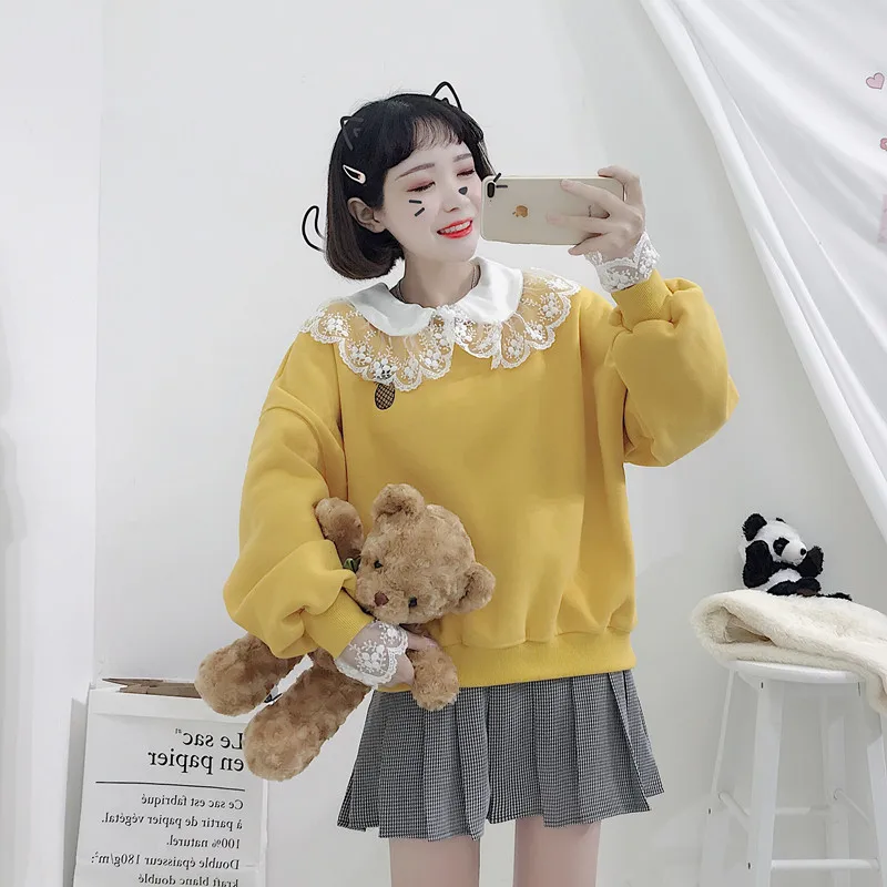 Women's Sweatshirts Harajuku Ulzzang Pineapple Embroidery And Velvet Padded Sweatshirt Girl Vintage Kawaii Chic Jumper For Women
Women's Sweatshirts Harajuku Ulzzang Pineapple Embroidery And Velvet Padded Sweatshirt Girl Vintage Kawaii Chic Jumper For Women