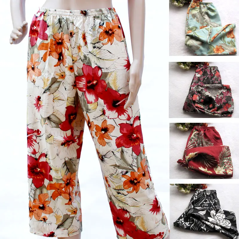 Heavy silk ankle length trousers print vintage plus size straight home female summer casual pants
Heavy silk ankle length trousers print vintage plus size straight home female summer casual pants