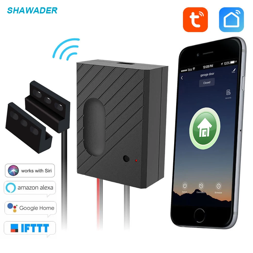 Smart Garage Door Controller WiFi Switch Compatible Garage Door Opener Smart Phone Remote Control Timing Function Voice Control
Smart Garage Door Controller WiFi Switch Compatible Garage Door Opener Smart Phone Remote Control Timing Function Voice Control
