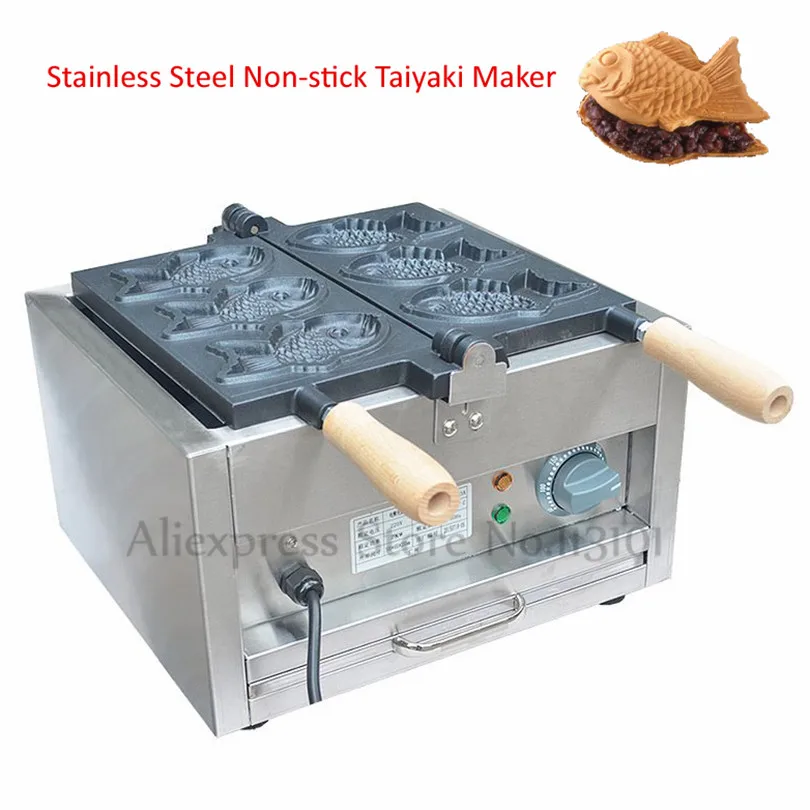 Nonstick Electric Japanese Fish Waffle Maker Taiyaki Machine Commercial 1.4kw 3 Molds 220V 110V with Wooden Handles
Nonstick Electric Japanese Fish Waffle Maker Taiyaki Machine Commercial 1.4kw 3 Molds 220V 110V with Wooden Handles
