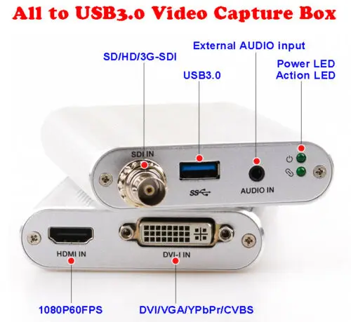 Все (HDMI SDI VGA DVI AV YPbPr) к USB3.0 коробка видеозахвата UVC VLC OBS Potplayer | Безопасность и защита