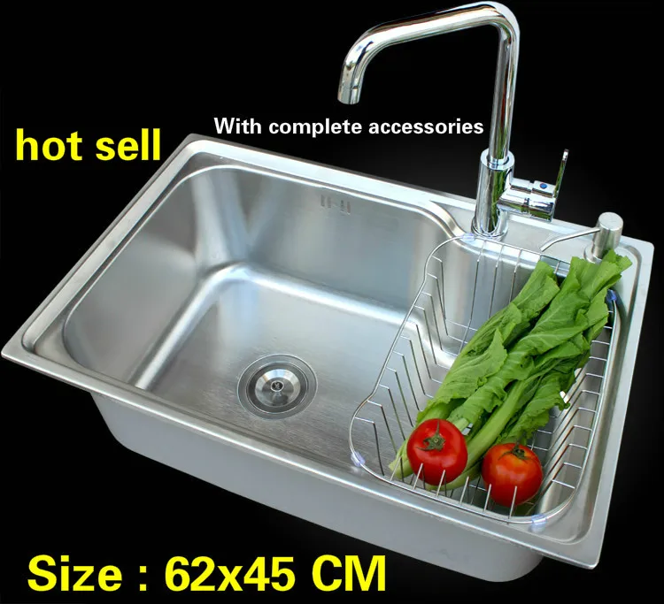 

Free shipping Hot sell 304 stainless steel balcony kitchen sink ordinary single slot 62x45 CM