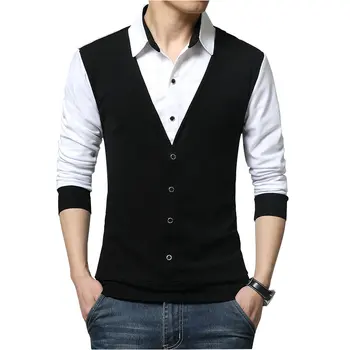 2020 New Autumn Mens T Shirts Fashion Fake-Two Designer Clothing Turn-down Collar T-shirt Men Long Sleeve T Shirt Casual Male
2020 New Autumn Mens T Shirts Fashion Fake-Two Designer Clothing Turn-down Collar T-shirt Men Long Sleeve T Shirt Casual Male
