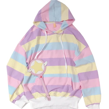 New Autumn Hoodies Cotton Harajuku Rainbow Stripes Hoodies Women Sweet Macaron Hoodies Loose Round Neck Sweatshirt Female
New Autumn Hoodies Cotton Harajuku Rainbow Stripes Hoodies Women Sweet Macaron Hoodies Loose Round Neck Sweatshirt Female