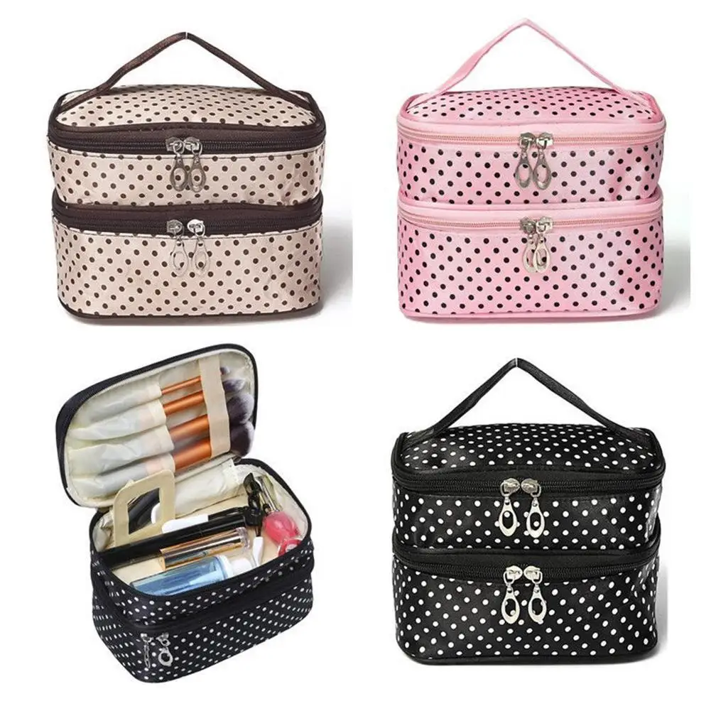 Travel Polka Dot Double Layers Big Woman Cosmetic Bag Toiletry Organizer Storage Makeup Bag Case
Travel Polka Dot Double Layers Big Woman Cosmetic Bag Toiletry Organizer Storage Makeup Bag Case