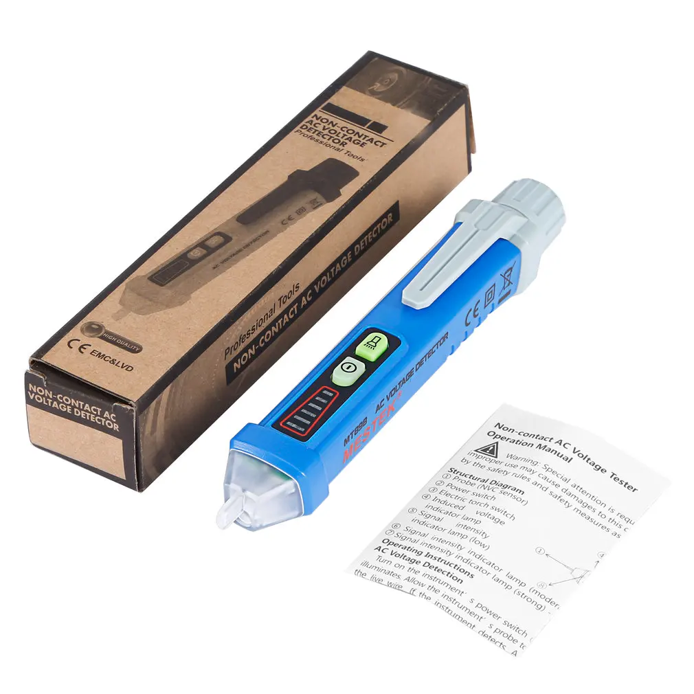 Classic Non-Contact Voltage Tester Detector Induction Pen with LED Flashlight 12V-1000V Voltage Pen with Alarm Mode
Classic Non-Contact Voltage Tester Detector Induction Pen with LED Flashlight 12V-1000V Voltage Pen with Alarm Mode