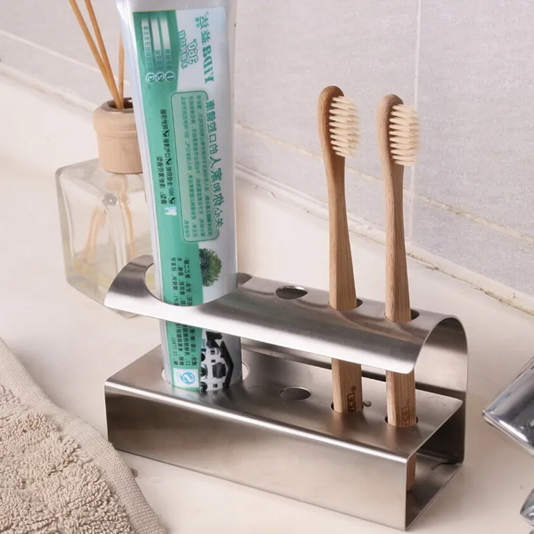 

304 Stainless steel holder toothpaste creative metal bathroom tooth toothbrush holder