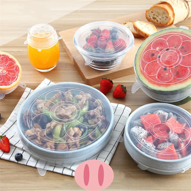 6 Pcs Silicone Stretch Lids Reusable Airtight Food Wrap Covers Keeping Fresh Seal Bowl Stretchy Wrap Cover Kitchen Cookware
6 Pcs Silicone Stretch Lids Reusable Airtight Food Wrap Covers Keeping Fresh Seal Bowl Stretchy Wrap Cover Kitchen Cookware