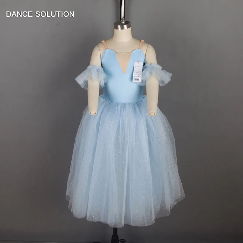 Фото Бесплатная доставка сверкающая мягкая Тюлевая голубая длинная балетная пачка в