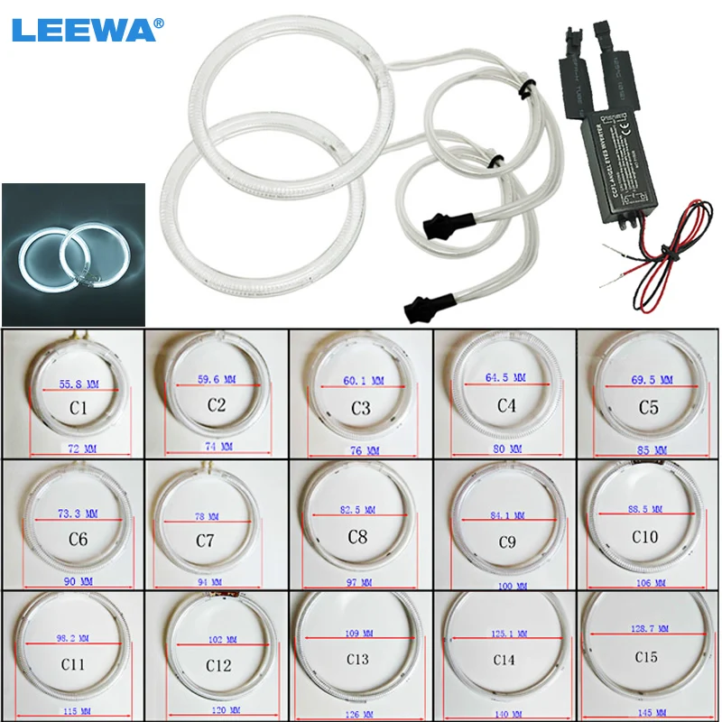 LEEWA 5 пар белых универсальных круглых глаз ангела CCFL на выбор # CA4299 | Автомобили и