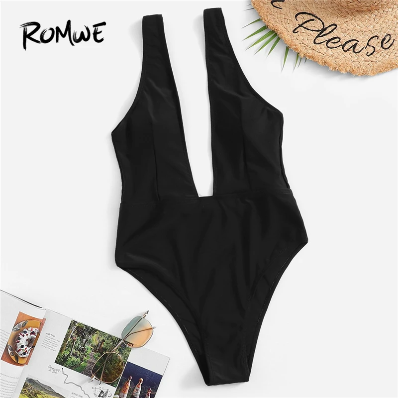 Romwe Sport V Plunge Neck One Piece Swimsuit Women Summer Beach Vacation Sexy Solid Wire Free Monokinis Swimwear 2 Colors
Romwe Sport V Plunge Neck One Piece Swimsuit Women Summer Beach Vacation Sexy Solid Wire Free Monokinis Swimwear 2 Colors