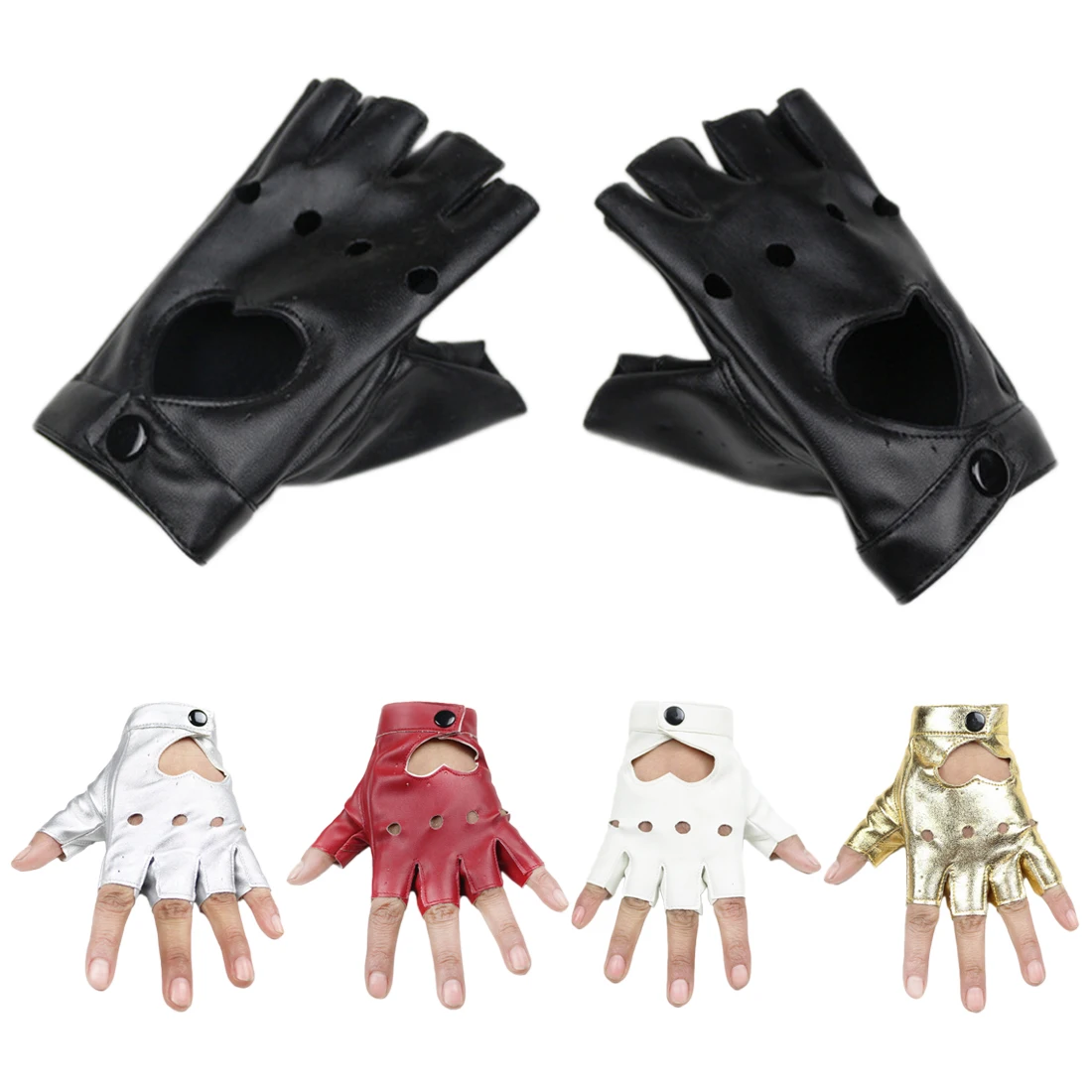 1pair Fashion PU Leather Black Half Finger Gloves Cool Punk Heart Hollow Fingerless Gloves Women Motorcycle Gloves
1pair Fashion PU Leather Black Half Finger Gloves Cool Punk Heart Hollow Fingerless Gloves Women Motorcycle Gloves