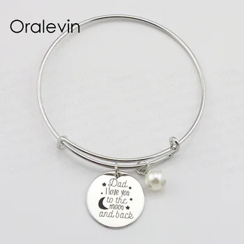 DAD I LOVE YOU TO THE MOOM AND BACK Inspirational Engraved Pendant Wire Expandable Bracelet Bangle Jewelry,10Pcs/Lot, #LN1826B
DAD I LOVE YOU TO THE MOOM AND BACK Inspirational Engraved Pendant Wire Expandable Bracelet Bangle Jewelry,10Pcs/Lot, #LN1826B