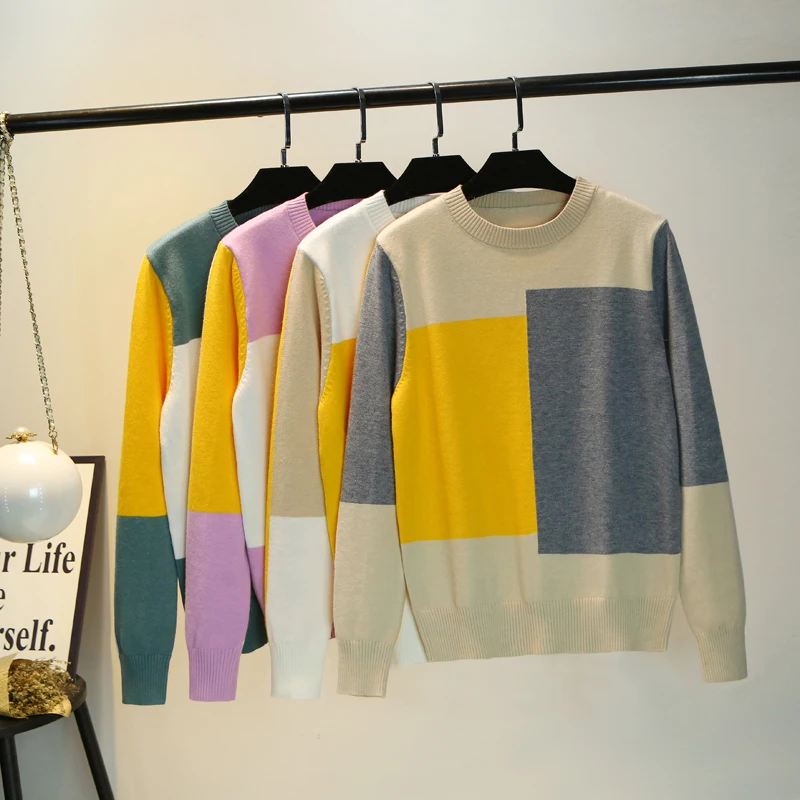 ONLYSVTER Retangle Color Block Women Pullover Sweaters Autumn Christmas Sweater Knitted Elasticity Sueter Mujer Invierno 2019
ONLYSVTER Retangle Color Block Women Pullover Sweaters Autumn Christmas Sweater Knitted Elasticity Sueter Mujer Invierno 2019