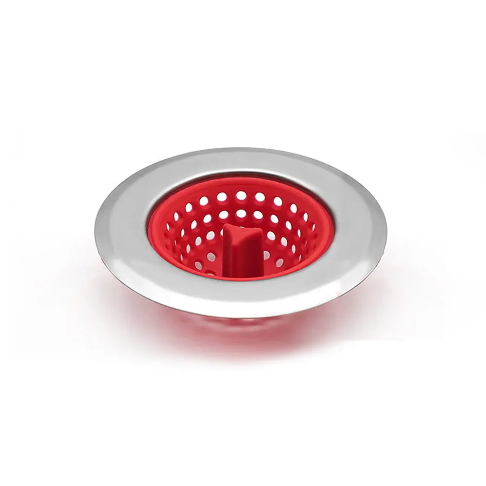 Kitchen Silicone Sink Strainer, Good Grips Sink Drain Filter Basket, Stainless Steel Rim 4.4 inch/11.2cm
Kitchen Silicone Sink Strainer, Good Grips Sink Drain Filter Basket, Stainless Steel Rim 4.4 inch/11.2cm