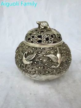Home Decorations Censer Craft /Art Collection Tibet Silver Old Handmade Crane Curtle Incense Burner,Traditional Item With Mark
Home Decorations Censer Craft /Art Collection Tibet Silver Old Handmade Crane Curtle Incense Burner,Traditional Item With Mark