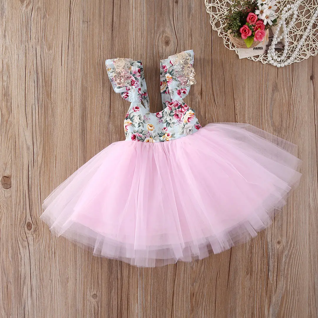 Платье-пачка для девочек детское платье с цветами маленьких из тюля цветочным