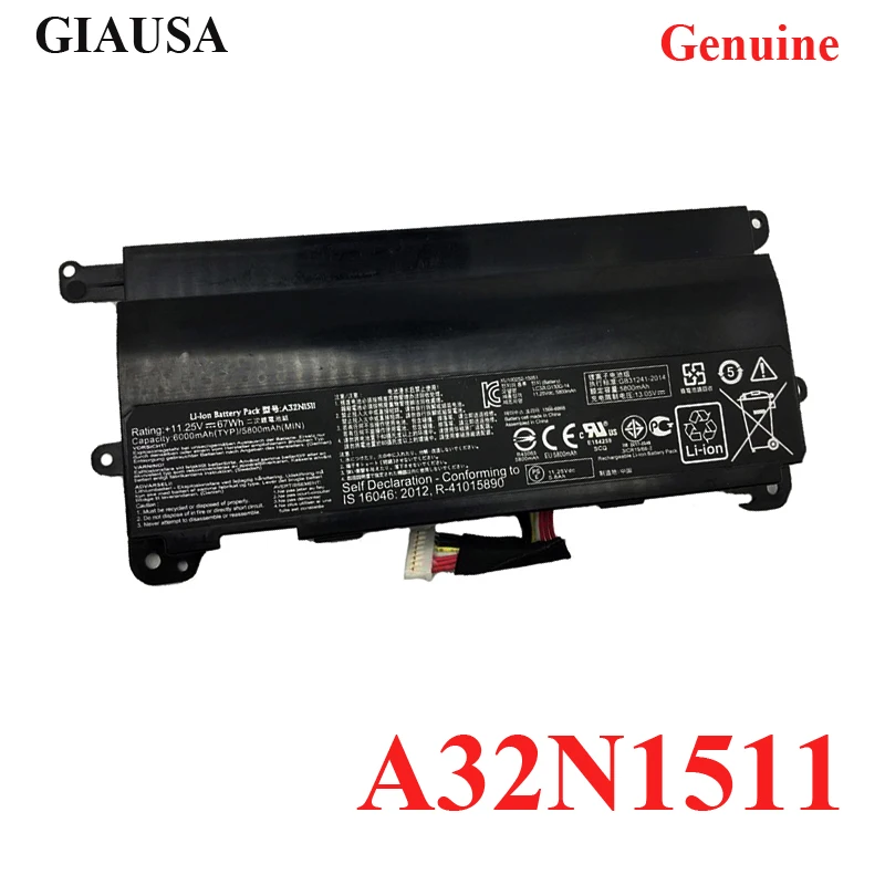 Wholesale A32N1511 A32LM9H Laptop Battery for ASUS ROG G752 G752V G752VT G752VY G752VL G752VM GFX72 GFX72V GFX72VT 11.25V 67WH
Wholesale A32N1511 A32LM9H Laptop Battery for ASUS ROG G752 G752V G752VT G752VY G752VL G752VM GFX72 GFX72V GFX72VT 11.25V 67WH