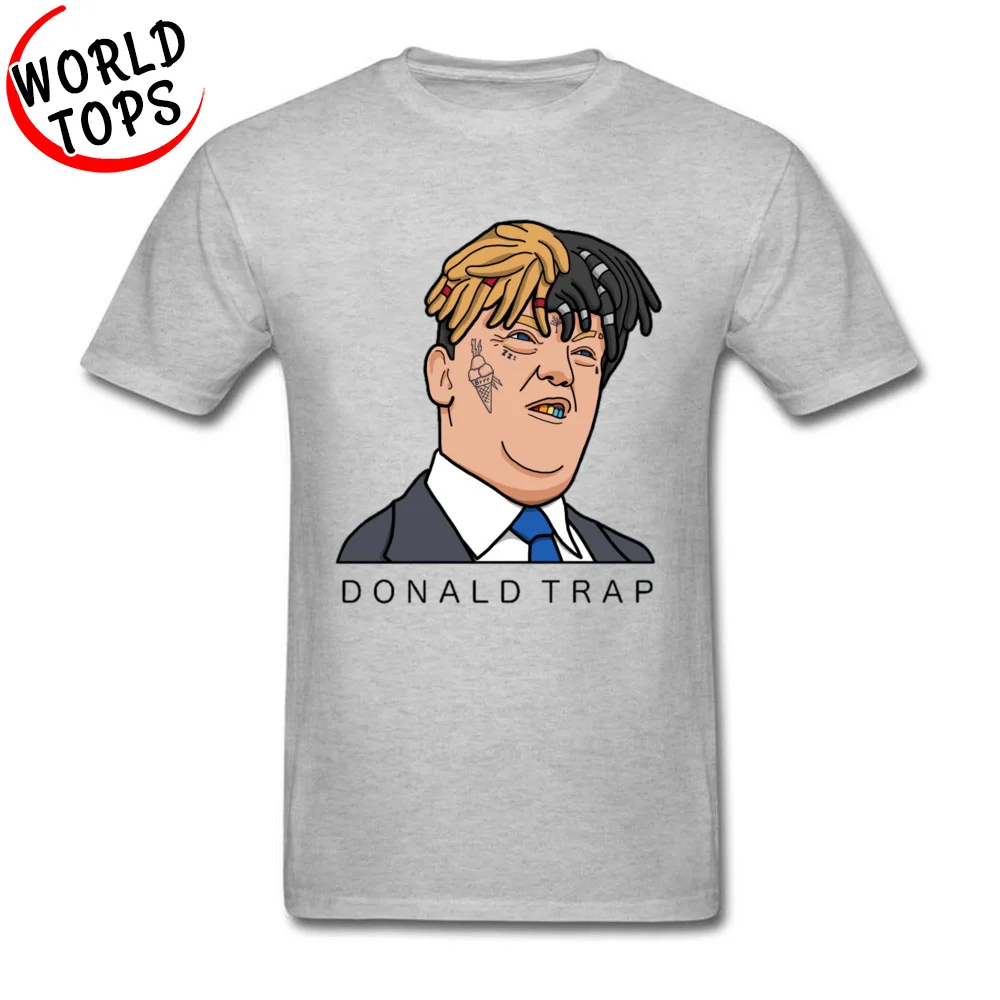 DONALD TRAP Summer/Autumn 100% Cotton O Neck Tops Tees Short Sleeve Funny Tee Shirt Special Casual T Shirts Top Quality DONALD TRAP grey