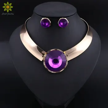 Gold Color Jewelry Sets for Women Round Purple Crystal Bridal Necklace Earrings Set Turkish Jewelry For Party Wedding
Gold Color Jewelry Sets for Women Round Purple Crystal Bridal Necklace Earrings Set Turkish Jewelry For Party Wedding