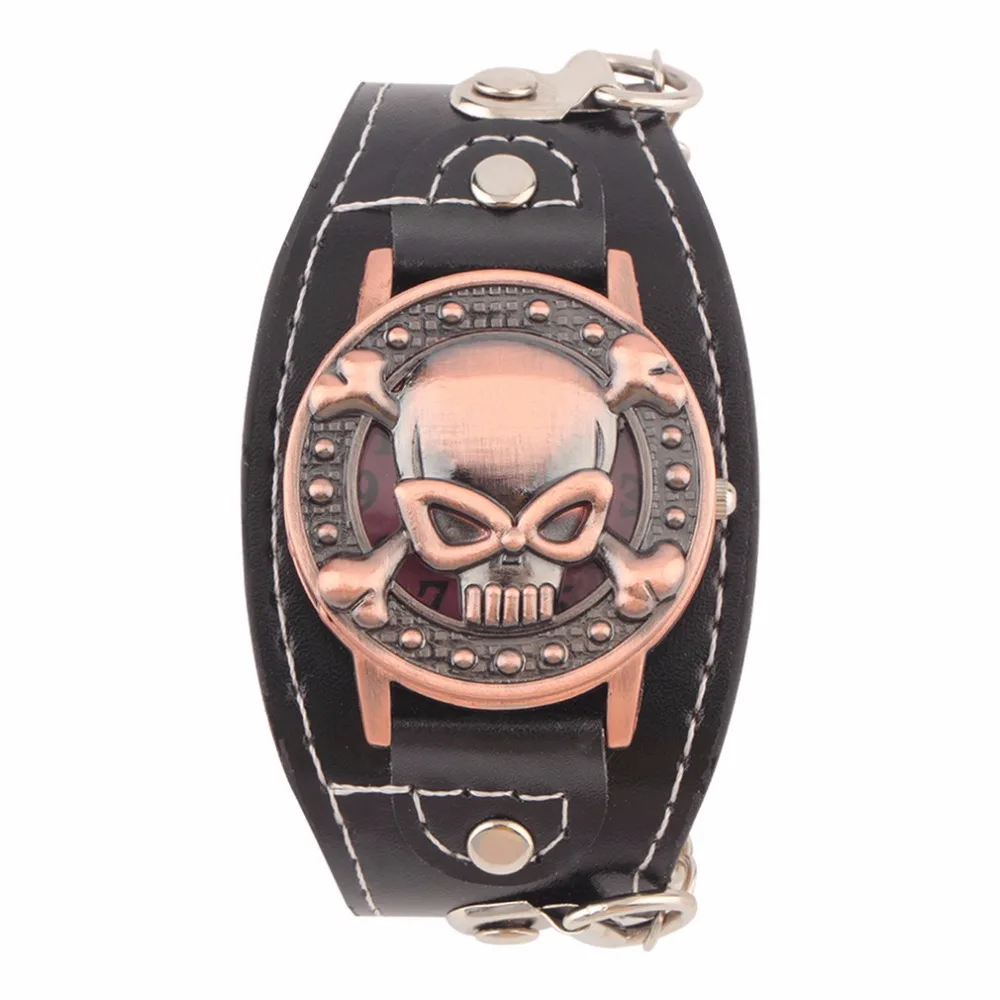 Skull Cover Quartz Watch for Men Women PU leather Wristband Bracelet Biker Metal Relogio Masculino Wide Strap For Cool Gifts
Skull Cover Quartz Watch for Men Women PU leather Wristband Bracelet Biker Metal Relogio Masculino Wide Strap For Cool Gifts