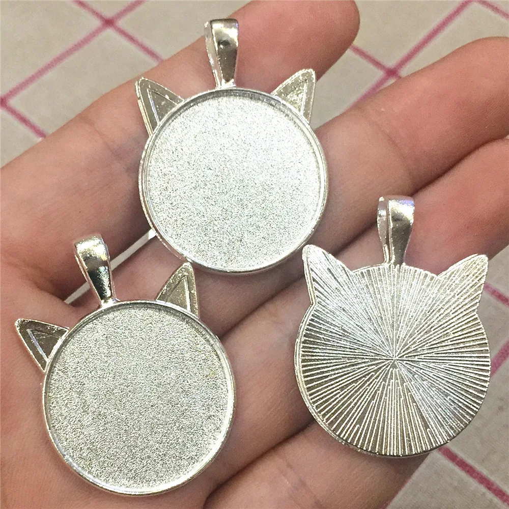 White Gold Color Animal Cat Shape 25mm Blank Cabochon Base 6pcs/lot Tray Bezel DIY Necklace Jewelry Findings Make
White Gold Color Animal Cat Shape 25mm Blank Cabochon Base 6pcs/lot Tray Bezel DIY Necklace Jewelry Findings Make