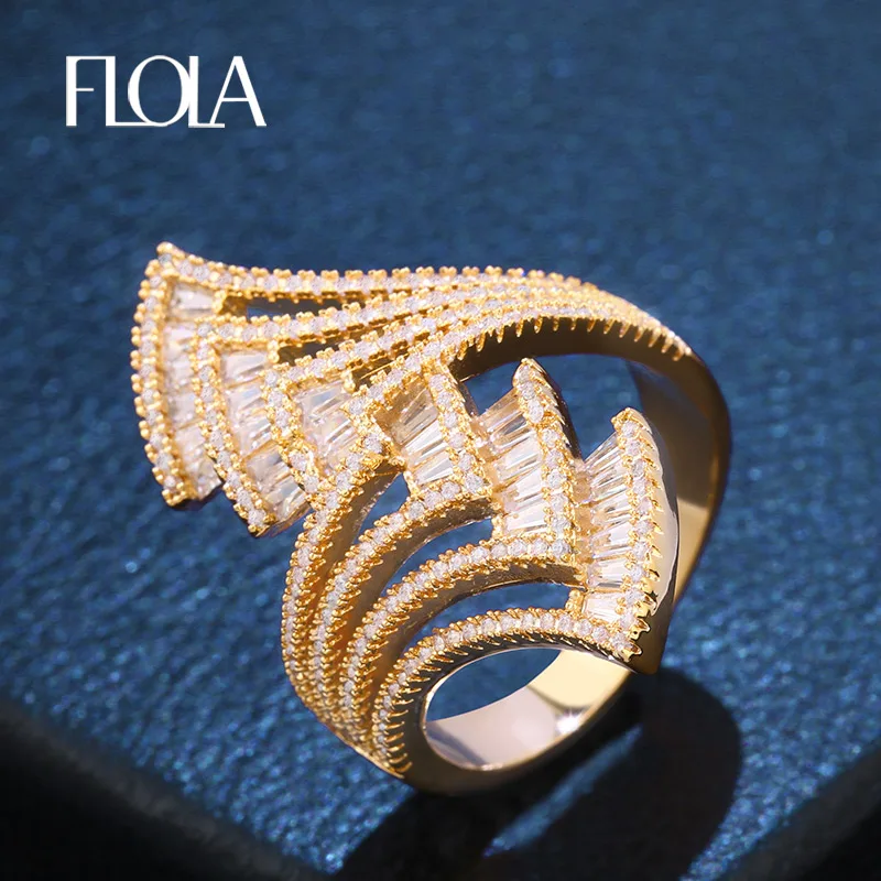 FLOLA Luxury Cubic Zirconia Geometric Rings Gold Jewelry Big CZ Stone Paved Engagement Wedding Ring Anel bague femme rigf70
FLOLA Luxury Cubic Zirconia Geometric Rings Gold Jewelry Big CZ Stone Paved Engagement Wedding Ring Anel bague femme rigf70