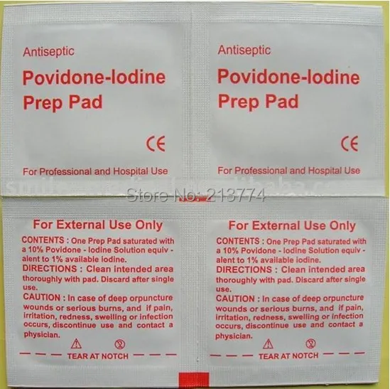 

DHL/EMS Free shipping 100pack/lot Antiseptic Povidone-lodine Prep Pad Medical skin care disinfection swab First aid prep pad