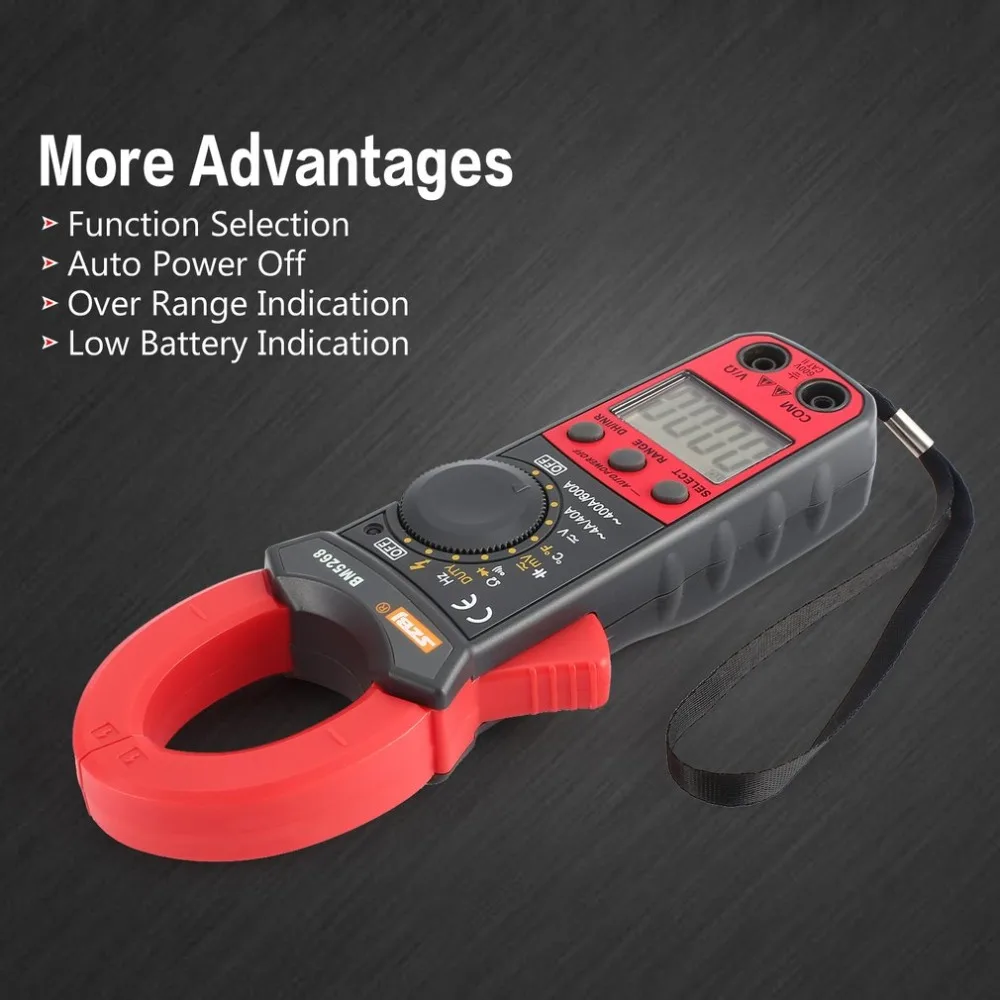BM5268 Handheld Digital Clamp Meter Multimeter True RMS AC/DC Volt Amp Ohm Capacitance Frequency Temperature Diode Tester
BM5268 Handheld Digital Clamp Meter Multimeter True RMS AC/DC Volt Amp Ohm Capacitance Frequency Temperature Diode Tester