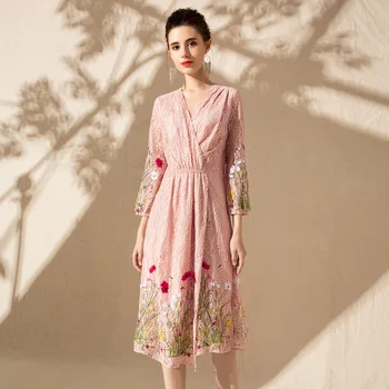 Europe New Women Summer Spring High Street Fashion Sexy V Neck Embroidery Lace Dress Female Casual Slim Elegant Dresses Omighty
Europe New Women Summer Spring High Street Fashion Sexy V Neck Embroidery Lace Dress Female Casual Slim Elegant Dresses Omighty