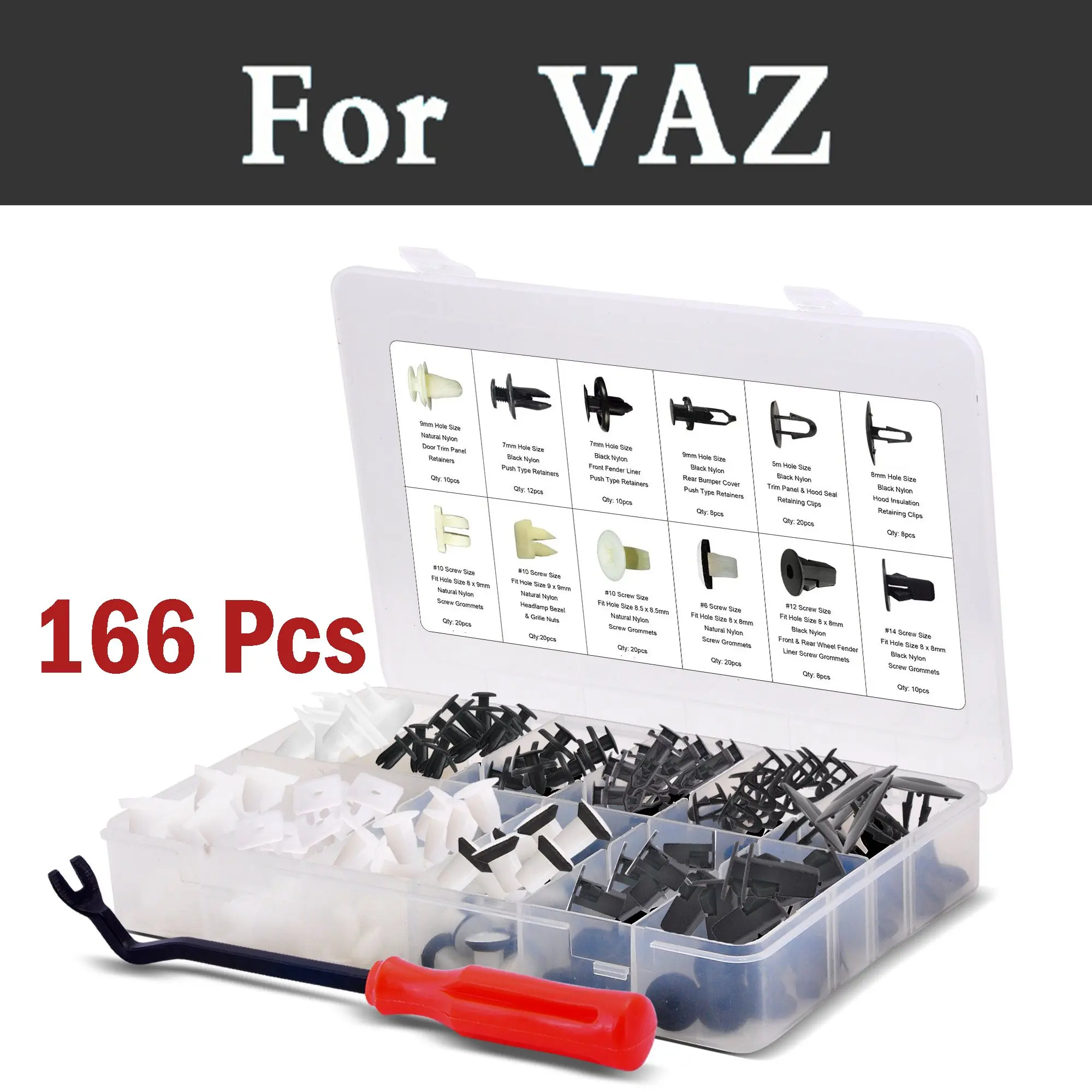 166x Push Retainer Kit Pliers Tool Clips Set In Case Rivets For Vaz 2104 2109 2111 2121 Kalina Largus Priora Revolution
166x Push Retainer Kit Pliers Tool Clips Set In Case Rivets For Vaz 2104 2109 2111 2121 Kalina Largus Priora Revolution