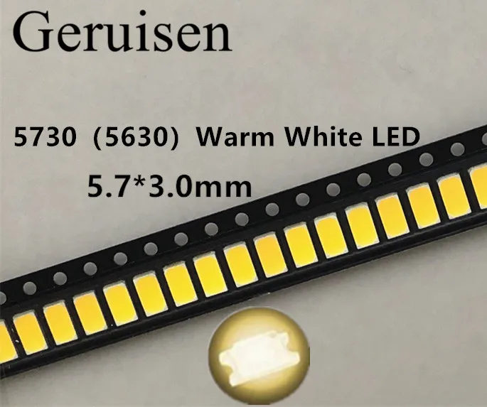 Светодиодный диодный светильник 100 шт. 5730 SMD 50-55 лм 0 5 Вт теплый белый светодиодный