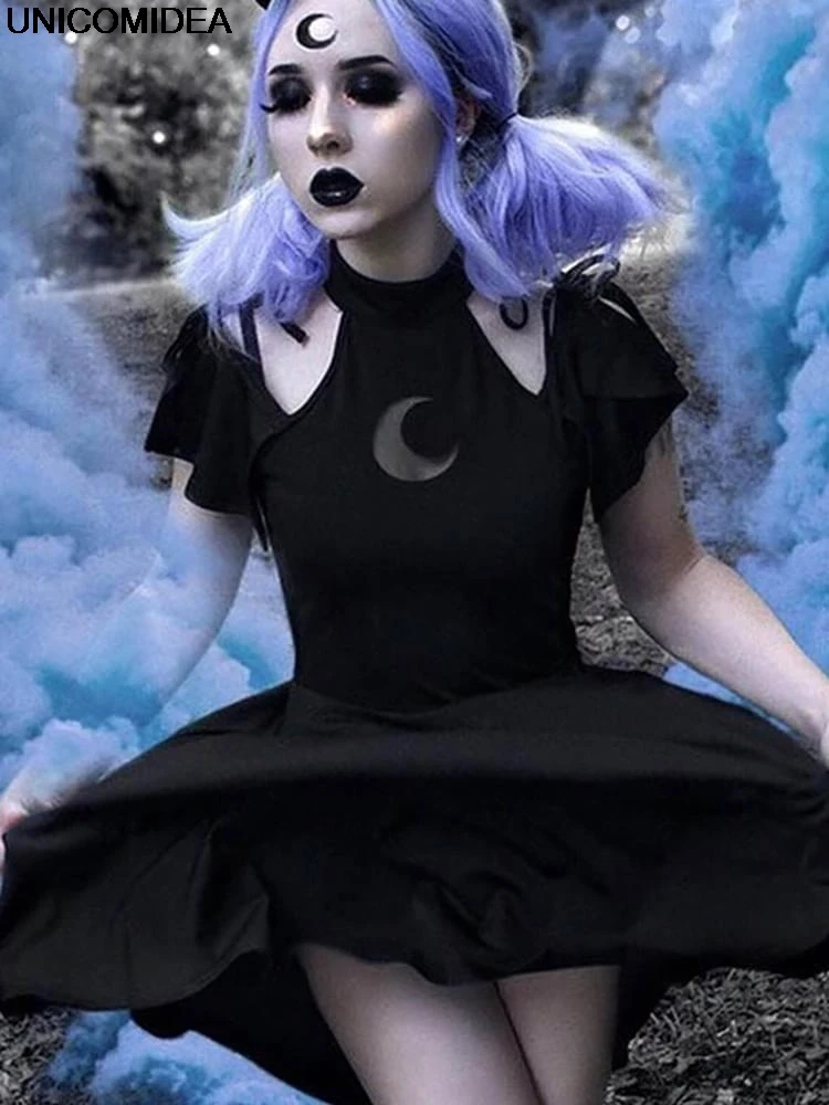 2019 Women's Punk Dress Gothic Subculture Black Bodycon Mini Dresses Chest Moon Hollow Out Bandage Casual Party Vestidos Femme
2019 Women's Punk Dress Gothic Subculture Black Bodycon Mini Dresses Chest Moon Hollow Out Bandage Casual Party Vestidos Femme