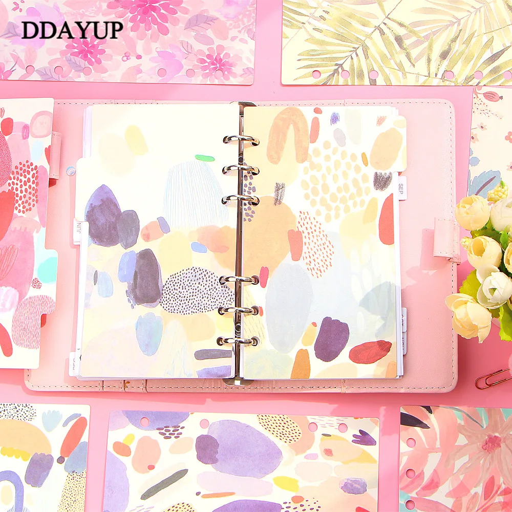 

Inside Page Pink Memory Series Dividers A5 A6 Spiral Notebook Loose Leaf Separator Pages Notebook Paper Watercolor Inside Pages