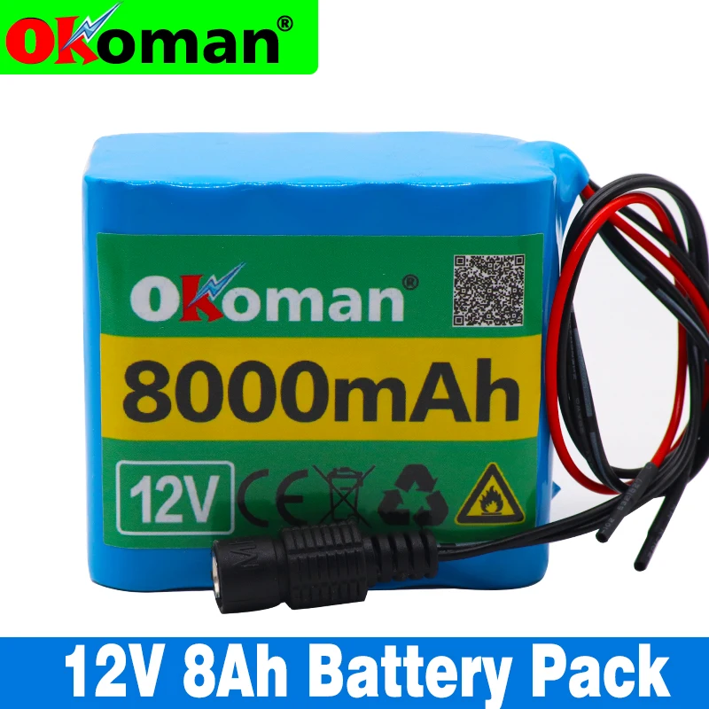 Okoman protection board battery pack 12V 8000mAh 18650 lithium ion battery 8Ah DC12.6V super large capacity rechargeable battery 
Okoman protection board battery pack 12V 8000mAh 18650 lithium ion battery 8Ah DC12.6V super large capacity rechargeable battery