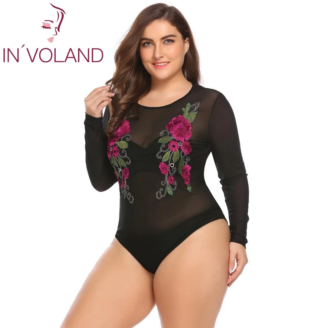 IN'VOLAND Women's Bodysuit Romper Sexy Skinny Overalls Playsuits Sheer Mesh Embroidery Slim Fit Bodysuit Jumpsuit Plus Size
IN'VOLAND Women's Bodysuit Romper Sexy Skinny Overalls Playsuits Sheer Mesh Embroidery Slim Fit Bodysuit Jumpsuit Plus Size