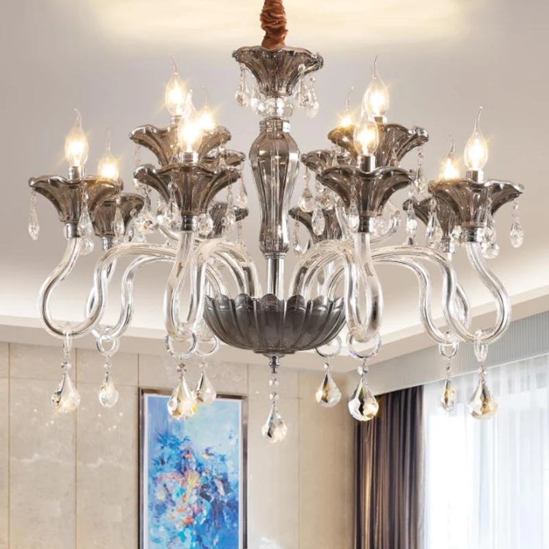 European style LED crystal Chandelier lights smoky gray glass drop lights modern living room dinning room LED Chandelier lights
European style LED crystal Chandelier lights smoky gray glass drop lights modern living room dinning room LED Chandelier lights