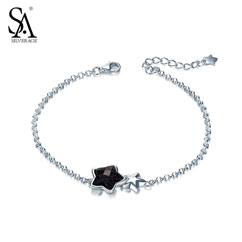 2017 New Design SILVERAGE Real 925 Sterling Silver Star Bracelet bracelets for women Black Gemstone Aventurine Fine Jewelry gift
2017 New Design SILVERAGE Real 925 Sterling Silver Star Bracelet bracelets for women Black Gemstone Aventurine Fine Jewelry gift