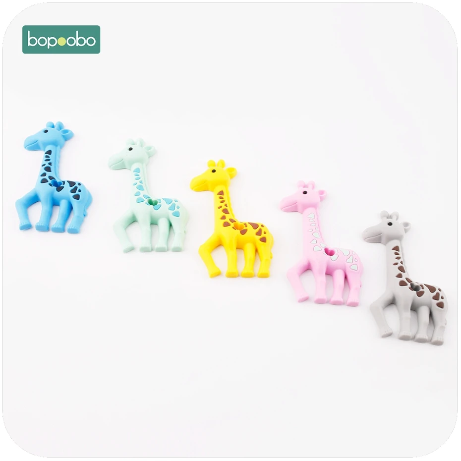 

Bopoobo Giraffe Cute Animal Silicone Baby Teether Food Grade Materials BPA Free 10pc Silicone Can Chew Toy Teething Accessor