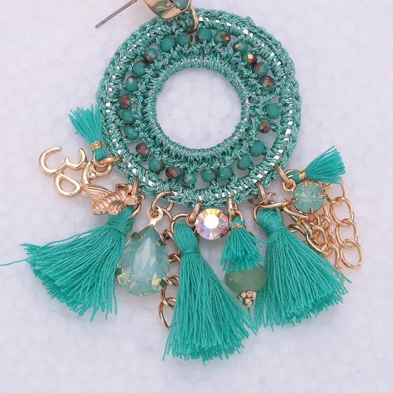Sehuoran Long Tassel Earrings For Woman Boho Crystal Beads Facted Handmade Pendients Woman wedding Earrings Big Oorbellen Gifts Statements EArrings (6)
