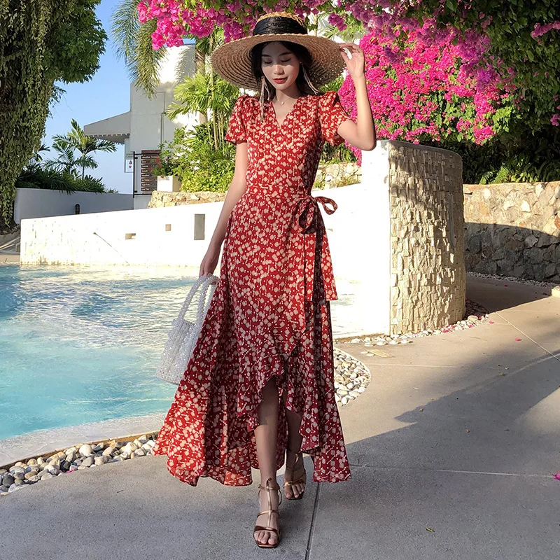 Chiffon Short Sleeve Woman Dress 2019 Spring Summer V Neck Ruffles Asymmetrical Boho Maxi Dresses Patchwork Printing Vestido
Chiffon Short Sleeve Woman Dress 2019 Spring Summer V Neck Ruffles Asymmetrical Boho Maxi Dresses Patchwork Printing Vestido