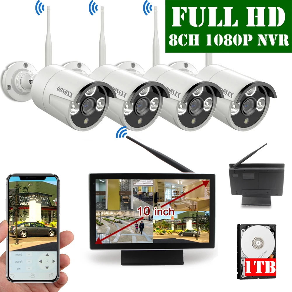 OOSSXX 8CH 1080P Wireless NVR Kit 10' Monitor Wireless CCTV 2.0MP Indoor Outdoor IP Camera Video Surveillance System
OOSSXX 8CH 1080P Wireless NVR Kit 10' Monitor Wireless CCTV 2.0MP Indoor Outdoor IP Camera Video Surveillance System