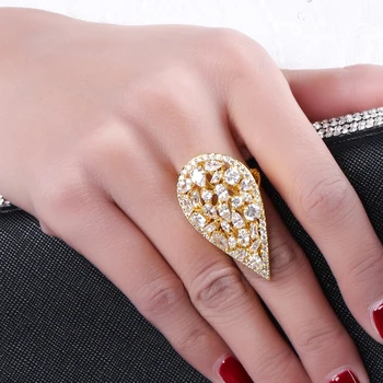 High quality long water drop shape ring Gold color jewelry chinese market online with zirconia crystal joias women big rings 
High quality long water drop shape ring Gold color jewelry chinese market online with zirconia crystal joias women big rings