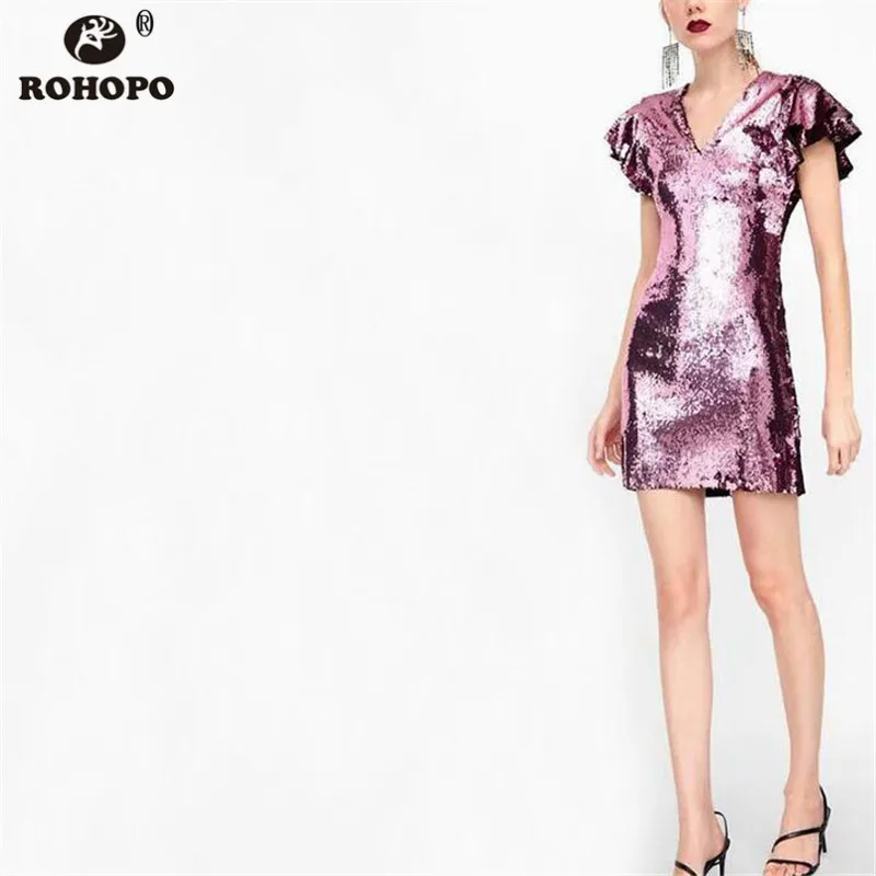 ROHOPO Double Layers Women Sequined Pink Dress V Collar Butterfly Sleeve Sexy Party Dress High Waist Glitter Vestido #UK8670
ROHOPO Double Layers Women Sequined Pink Dress V Collar Butterfly Sleeve Sexy Party Dress High Waist Glitter Vestido #UK8670