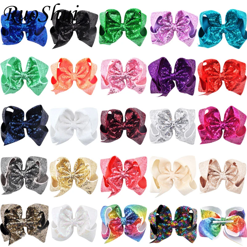 8 inch 24pcs/lot Rainbow Sequin Grosgrain Ribbon Big Large Hair Bows Alligator Clips Girls Hair Accessories Childrens Hairpins
8 inch 24pcs/lot Rainbow Sequin Grosgrain Ribbon Big Large Hair Bows Alligator Clips Girls Hair Accessories Childrens Hairpins